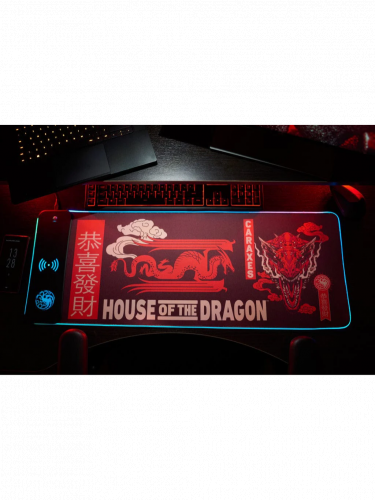 Podložka pod myš Game of Thrones: House of the Dragon - Podložka s bezdrôtovou nabíjačkou a RGB podsvietením (Numskull)