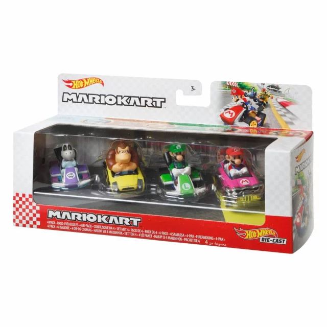 Figúrka Mario Kart - 4-Pack Mario, Luigi, Donkey Kong, Dry Bones (Hot Wheels)