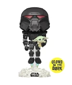 Figúrka Star Wars: The Mandalorian - Dark Trooper with Grogu Glow in the Dark (Funko POP! Star Wars 488)