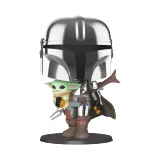 Figúrka Star Wars: The Mandalorian - Mandalorian with The Child (Funko Super Sized POP! Star Wars 380) (rozbitá krabička) - Funko POP!