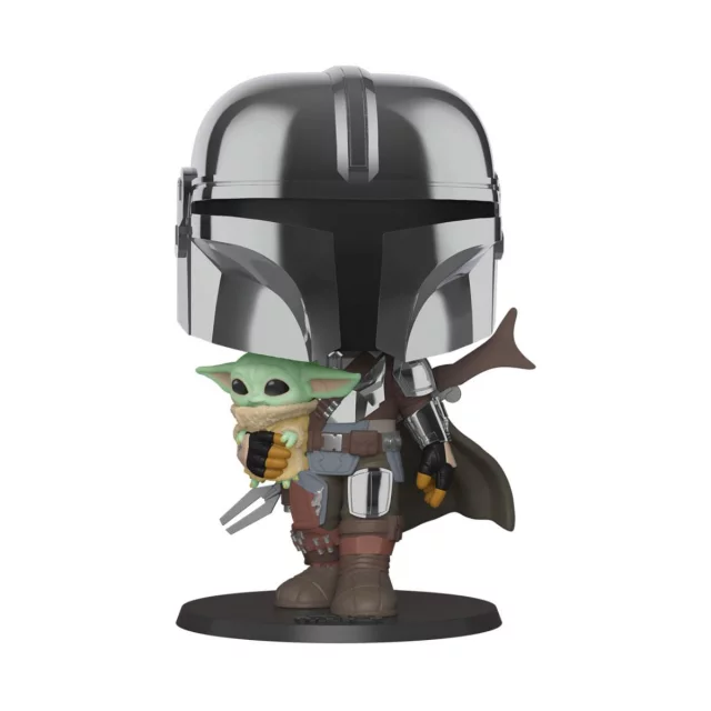 Figúrka Star Wars: The Mandalorian - Mandalorian with The Child (Funko Super Sized POP! Star Wars 380) (rozbitá krabička) - Funko POP!
