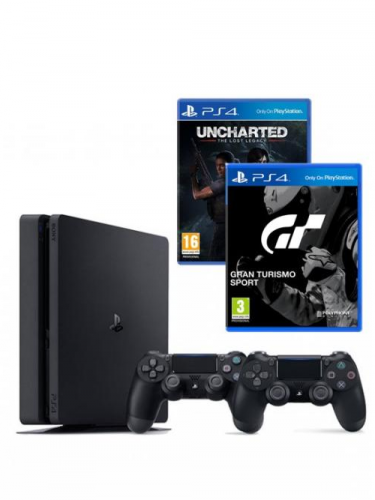 PlayStation 4 Slim 1TB + GTS + Uncharted: Lost Legacy + 2x ovladač (PS4)