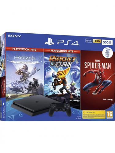Konzola PlayStation 4 Slim 500 GB+ Spider-Man, Horizon: Zero Dawn CE, Ratchet & Clank (PS4)