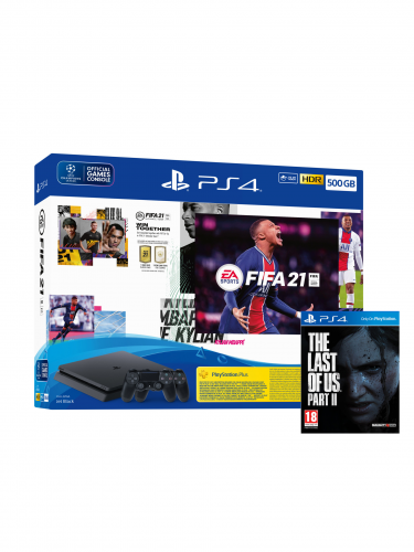 Konzola PlayStation 4 Slim 500GB + FIFA 21 + TLOU2 + 2x ovládač (PS4)