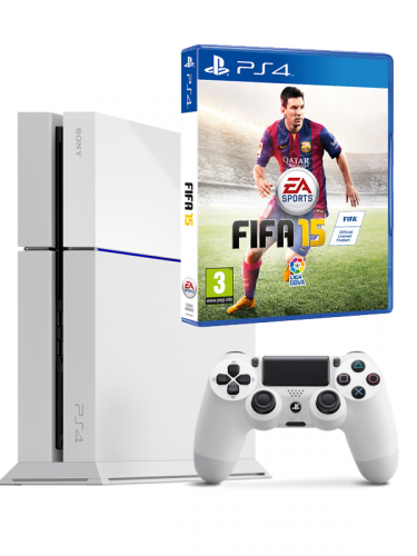 PlayStation 4 - herná konzola (500GB) (ľadovo biela) + FIFA 15 (PS3)