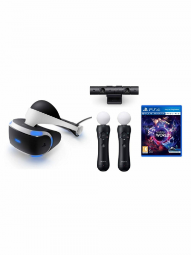 PlayStation VR v2 + kamera v2 + Move ovládače + VR Worlds (PS4)