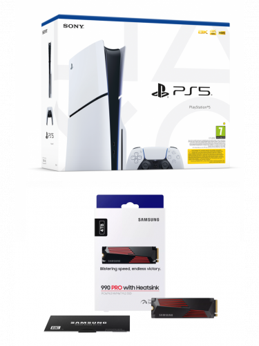 Výhodný set PlayStation - Konzola PlayStation 5 (Slim) 1 TB - Biela + SSD disk Samsung SSD 990 PRO 4TB s chladičom (PS5)