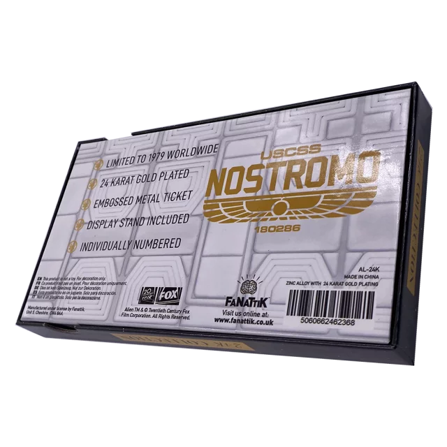 Zberateľská plaketka Alien - Nostromo Ticket (pozlátená)