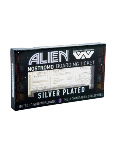 Zberateľská plaketka Alien - Nostromo Ticket (postriebrená)