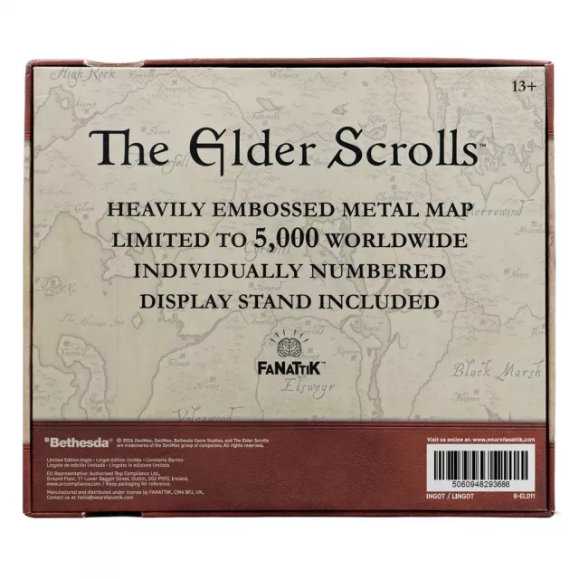 Kovová replika mapy The Elder Scrolls - The Empire of Tamriel - Kusovo limitované