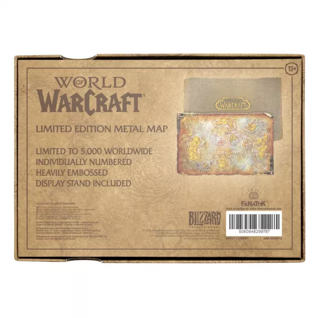 Kovová replika mapy World of Warcraft - Azeroth Limited Edition - Kusovo limitované