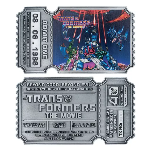 Zberateľská filmová vstupenka Transformers - Admit One (40th Anniversary) - Kusovo limitované