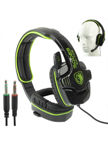 Herní stereo sluchátka s mikrofonem Sades SA708 (černo-zelená) (PC)
