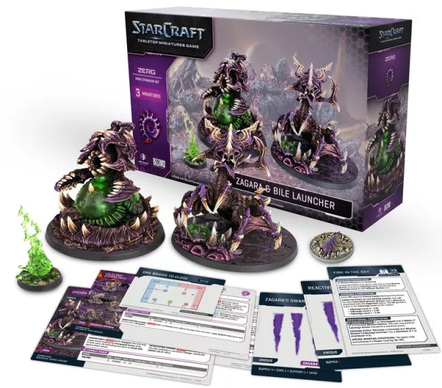 Figurková hra StarCraft - Tabletop Miniature Game - Zerg - Zagara & Bile Launcher (3 figurky) - Dobrodružná stolová hra