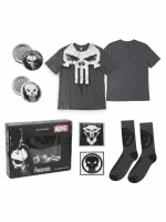 Darčeková sada Marvel - Punisher (tričko, odznaky, nášivky, ponožky) (veľkosť XL)