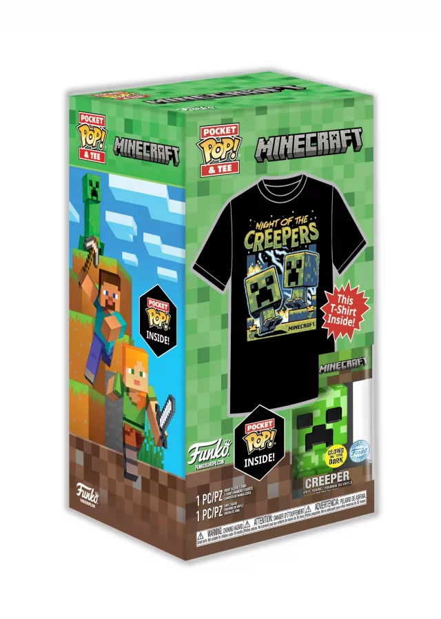 Tričko detské Minecraft- Blue Creeper + figúrka Funko Pocket POP!