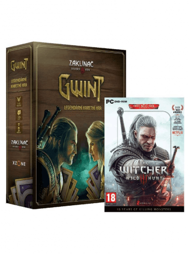 Výhodný set Kartová hra Zaklínač 3: Divoký Hon - Gwint CZ a Zaklínač 3: Divoký hon - Kompletní edice + Steelbook k 10. výročí