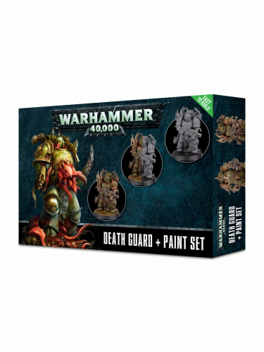 Warhammer 40,000 - Citadel Death Guard + Paint Set (3 figúrky, 6 farieb a štetec) (poškodený obal)