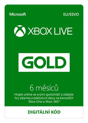 Microsoft Xbox Live Gold Membership - Xbox 360, Xbox One karta předplatného (6 měsíců) - ESD - Eurozona (XONE)